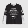 Boys Black Double Layer Sanctuaire T-Shirt