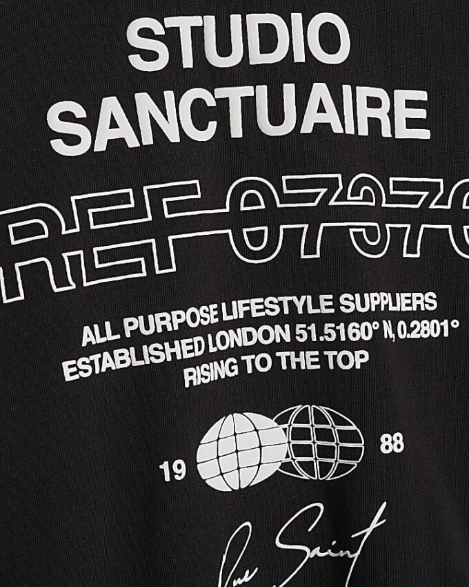 Boys Black Double Layer Sanctuaire T-Shirt