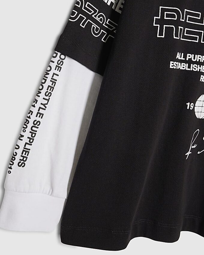 Boys Black Double Layer Sanctuaire T-Shirt