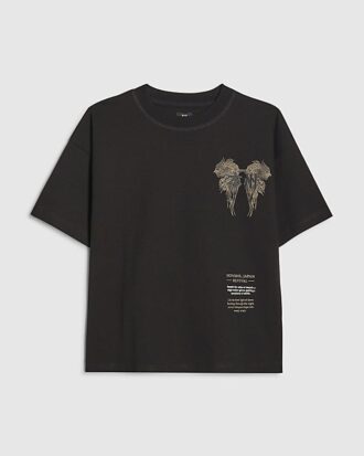 Boys Black Oversized Dragon Japanese T-Shirt