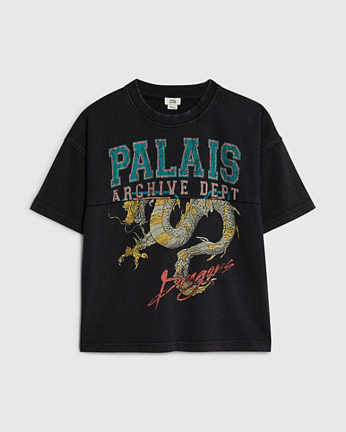 Boys Black Oversized Palais Dragon T-Shirt