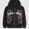 Boys Black Yokosuka Snake Zip Through Hoodie