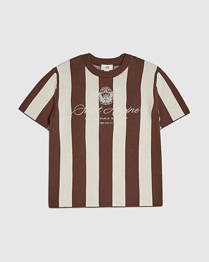 Boys Brown Stripe Football T-Shirt