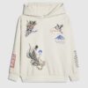 Boys Cream Japanese Bird Print Hoodie