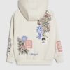 Boys Cream Japanese Bird Print Hoodie