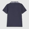 Boys Navy Check Collar Polo Shirt