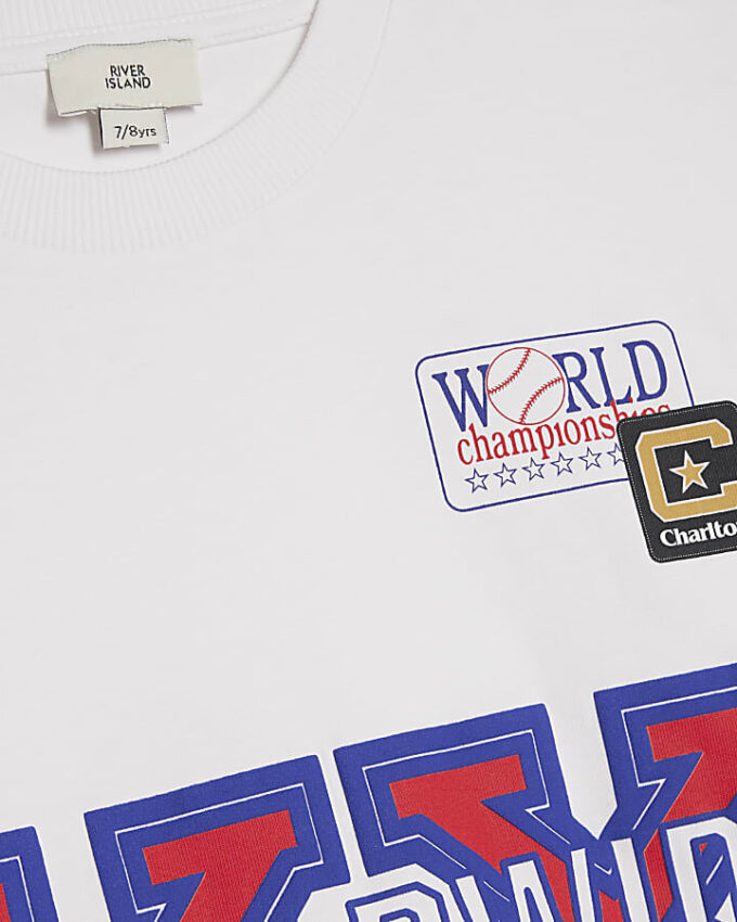 Boys White Boxy Long Sleeve Badge Graphic Top