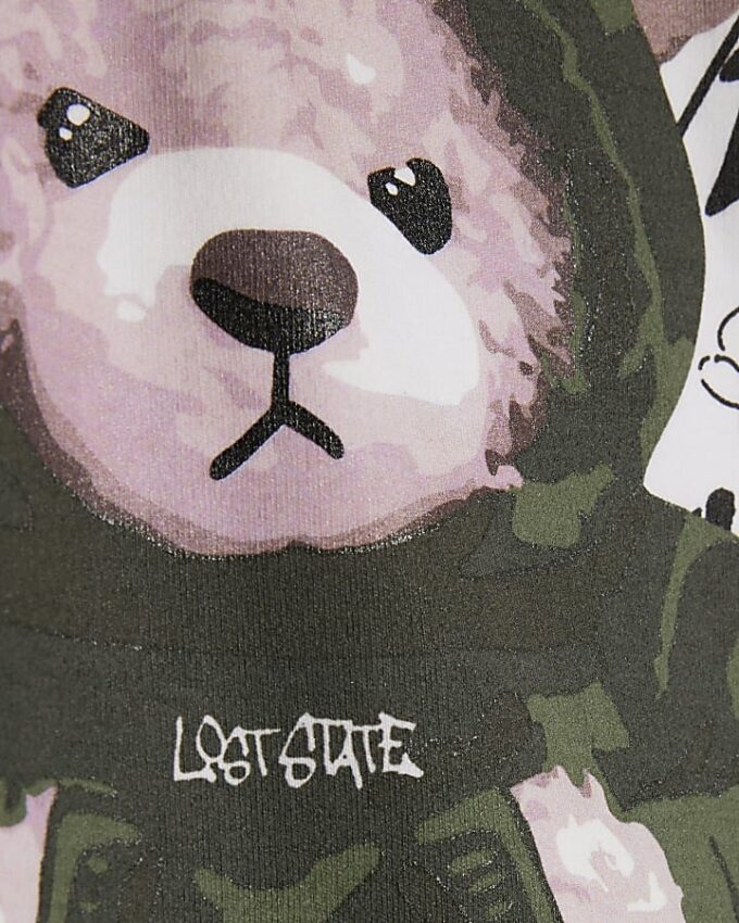 Boys White Oversized Grafitti Bear T-shirt
