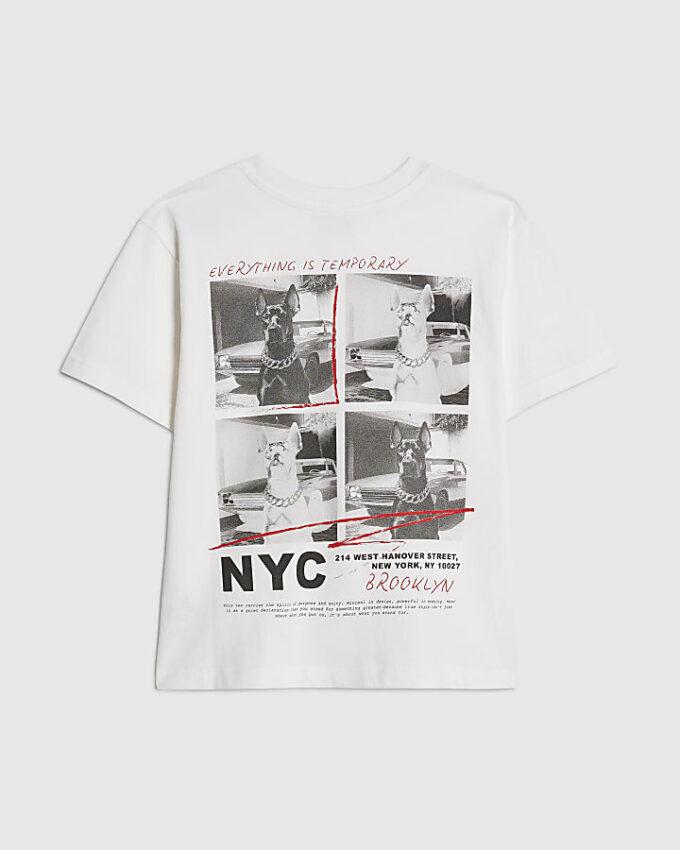 Boys White Photo Dog T-Shirt