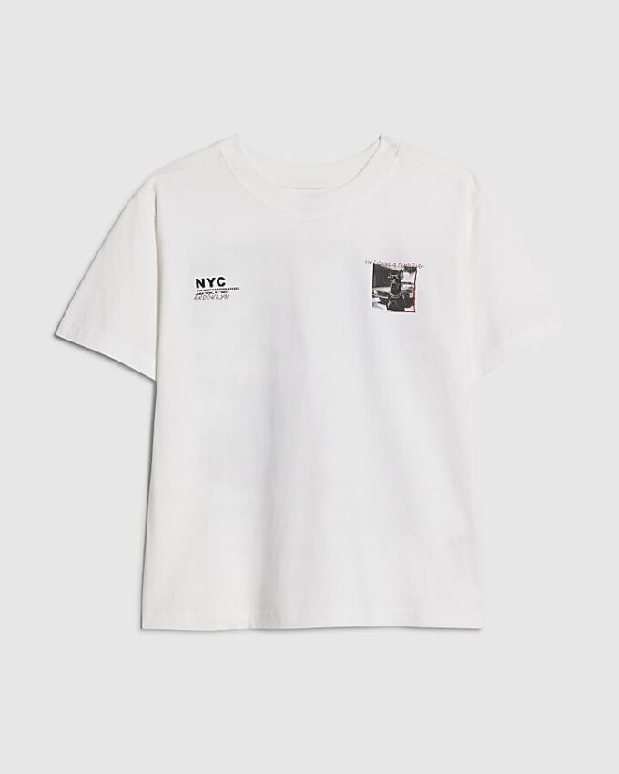 Boys White Photo Dog T-Shirt
