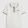 Boys White Slim Fit Textured Polo Shirt