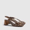 Bronze Caged Block Heel Sandals