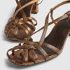 Bronze Caged Block Heel Sandals