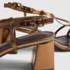 Bronze Caged Block Heel Sandals