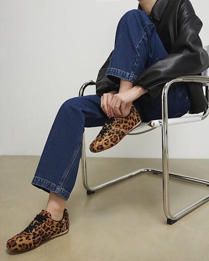 Brown Animal Print Suede Trainer