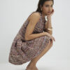 Brown Boucle Pleated Mini Dress