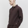 Brown Boxy Fit Plisse Shirt