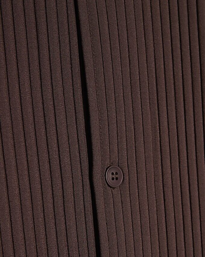 Brown Boxy Fit Plisse Shirt