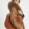 Brown Branded Eyelet Slouch Shoulder Bag