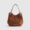 Brown Branded Eyelet Slouch Shoulder Bag