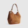Brown Branded Eyelet Slouch Shoulder Bag
