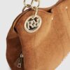 Brown Branded Eyelet Slouch Shoulder Bag