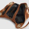 Brown Branded Eyelet Slouch Shoulder Bag