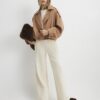 Brown Bubble Hem Double Breasted Jacket