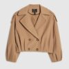 Brown Bubble Hem Double Breasted Jacket