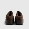 Brown Buckle Strap Borg Lined Mule Boots