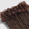 Brown Cable Knit Frill Socks