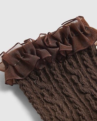 Brown Cable Knit Frill Socks Brown Cable Knit Frill Socks