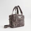 Brown Canvas Leopard Print Holdall Bag
