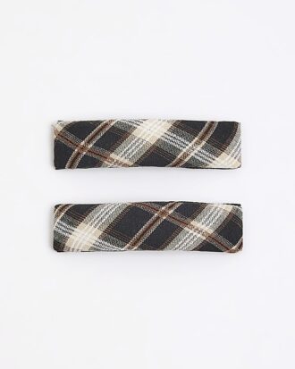 Brown Check Hair slides