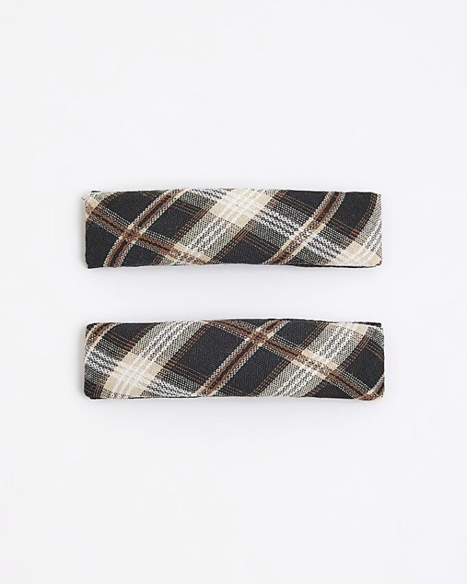 Brown Check Hair slides