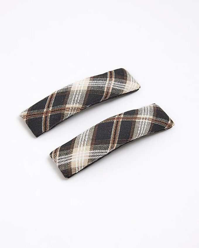 Brown Check Hair slides