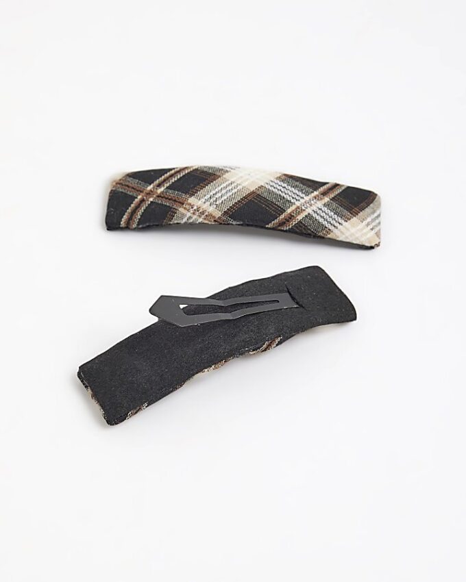 Brown Check Hair slides