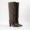 Brown Chisel Toe High Leg Boots