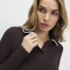Brown Collared Long Sleeve Cosy Mini Dress