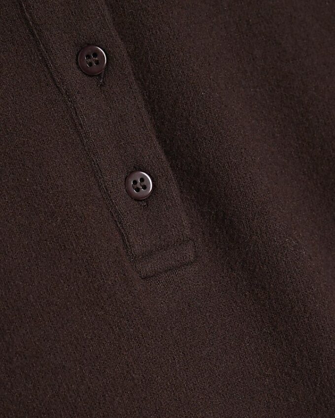Brown Collared Long Sleeve Cosy Mini Dress