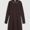 Brown Collared Long Sleeve Cosy Mini Dress
