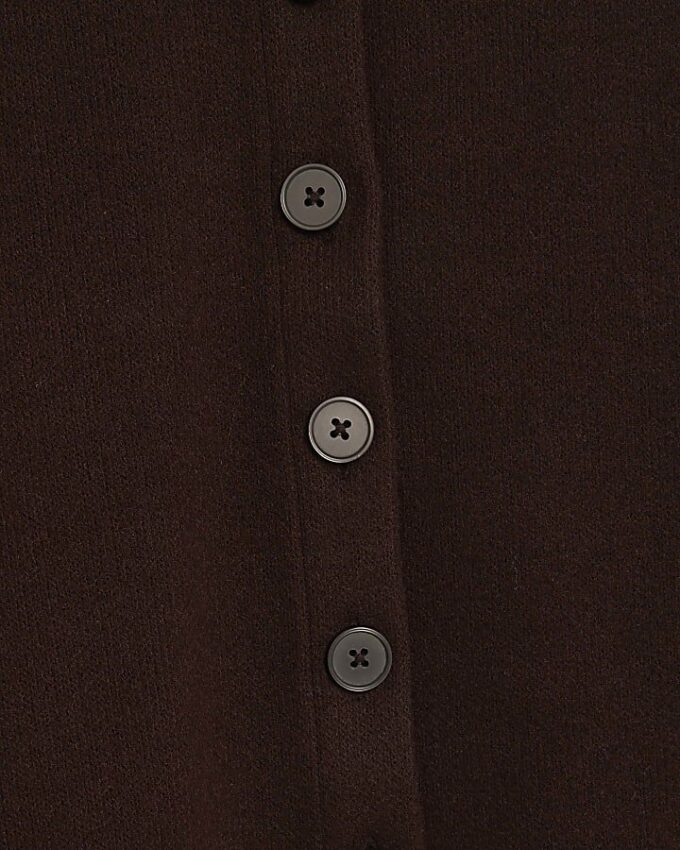 Brown Cosy Long Sleeve Button Up Cardigan
