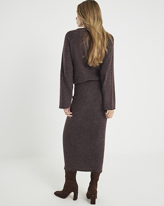 Brown Cosy Midi Skirt