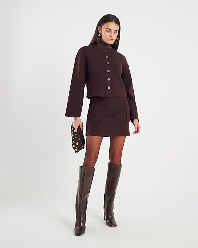 Brown Cosy Mini Skirt