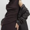 Brown Cosy Sleeveless Drape Top