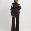 Brown Cosy Sleeveless Drape Top