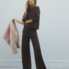 Brown Cosy Wide Leg Trousers