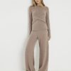 Brown Cosy Wide Leg Trousers