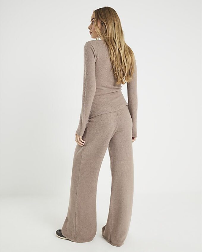 Brown Cosy Wide Leg Trousers
