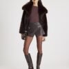 Brown Croc Print Pocket Detail Hotpant Shorts